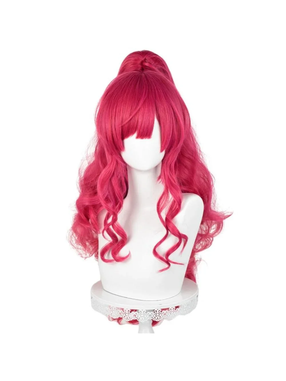Women's 31.5 Inch Long Pink Red Wig Straight Synthetic Cosplay Halloween Costume